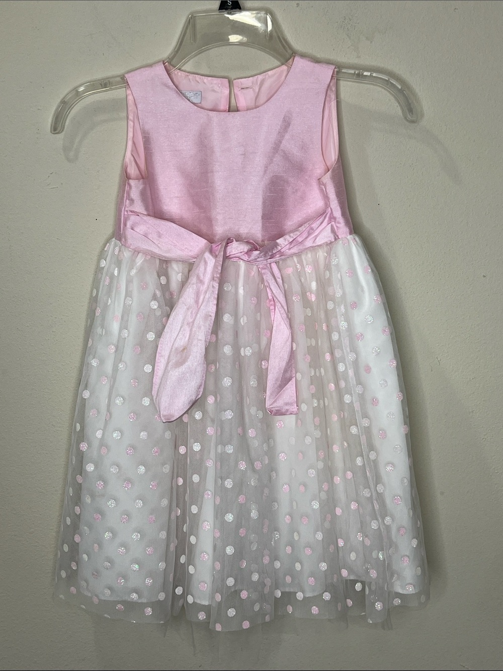 marmellata Pink and White Polka Dot Tulle Party Dress